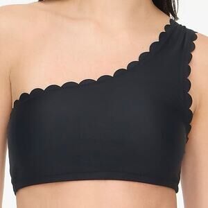 J.Crew Black Scalloped One Shoulder Casual Resort Bikini Top NWT M